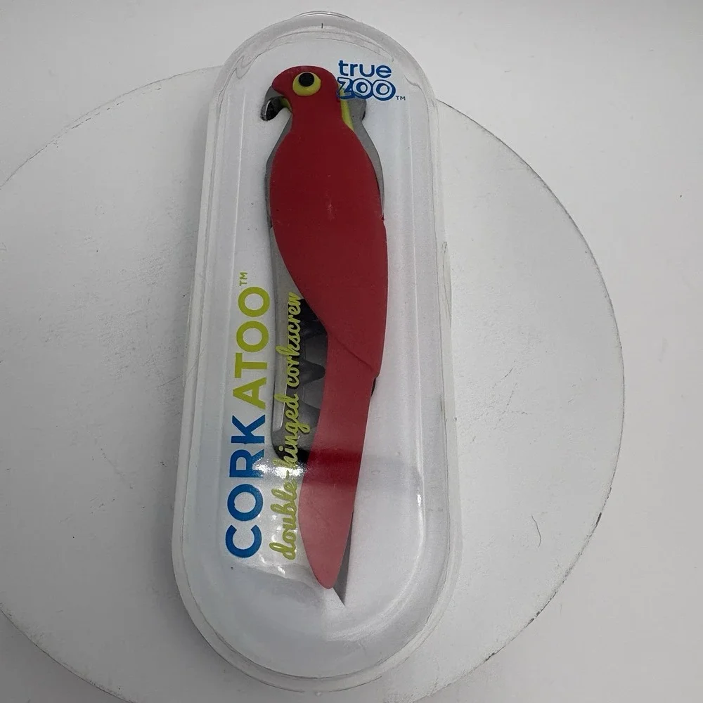 Cuckatoo Red Parrot Bird Corkscrew Bottle Opener Barware Multi Tool NIB